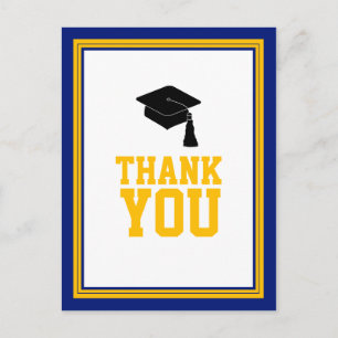 Navy and Gold Graduation Party Thank You Postcard