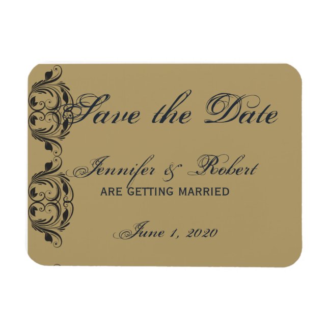 Navy and Gold Masquerade Save the Date Magnet (Horizontal)