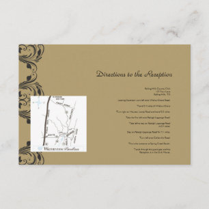 Navy and Gold Masquerade Wedding Directions Enclosure Card