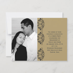Navy and Gold Masquerade Wedding Engagement Invitation