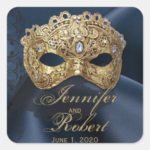 Navy and Gold Masquerade Wedding Envelope Seal