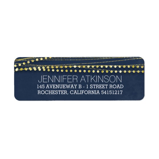 Navy and Gold Modern Wedding Return Address Label