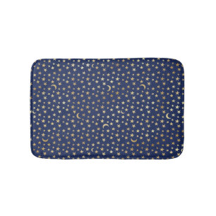 Navy and Gold Moon and Stars Bath Mat