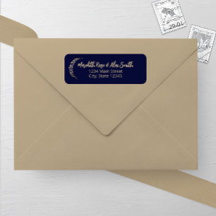Navy and Gold Moon Wedding Return Address Label