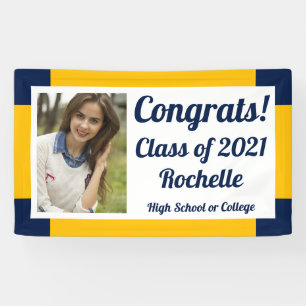 Navy and Gold One Photo Class Year Graduation Banner