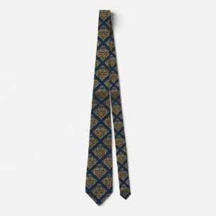 Navy and gold pattern tie men’s new design