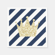 Navy and Gold Prince Crown Napkins