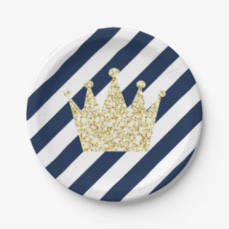 Navy and Gold Prince Crown Party Plates