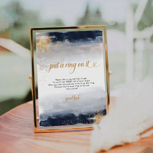 Navy and Gold Put A Ring On It Sign