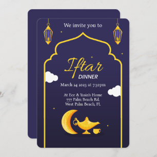 Navy and Gold Ramadan Iftar Dinner Invitation