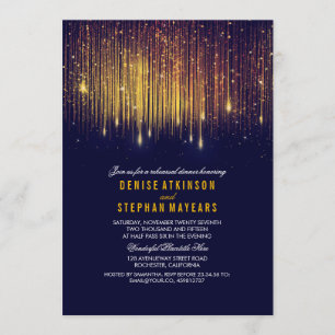 navy and Gold Rehearsal Dinner String Lights Invitation