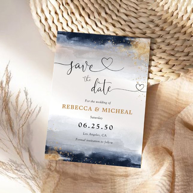 Navy and Gold Save The Date Card (Creator Uploaded)