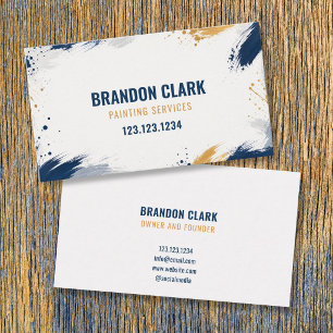 Navy and Gold Scattered Splatter Frame Painting Business Card