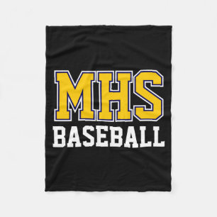 Navy And Gold School Spirit Custom Baseball Team T Fleece Blanket