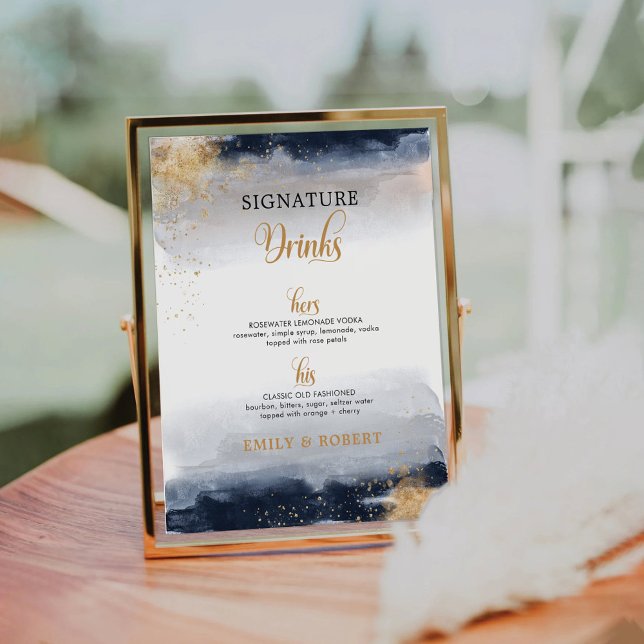 Navy and Gold Signature Drinks Sign (Creator Uploaded)