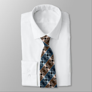 Navy and Gold Spiral Abstract Pattern Tie