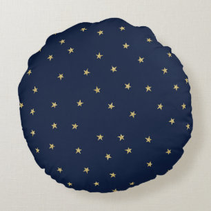 Navy And Gold Stars Round Cushion