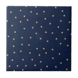 Navy And Gold Stars Tile