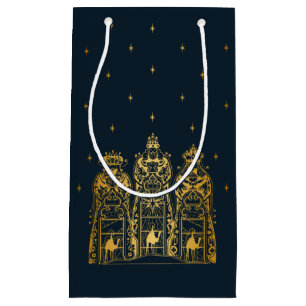 Navy and Gold Three Wise Men Small Gift Bag