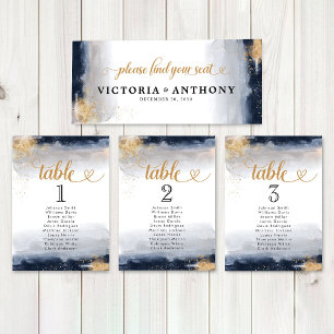 Navy and Gold Wedding Ceremony Head Table Sign