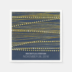 Navy and Gold Wedding Napkin