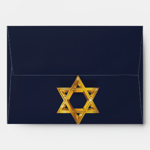 Navy and Golden Star of David Envelope