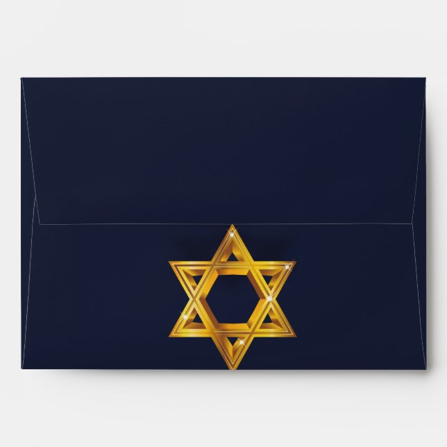 Navy and Golden Star of David Envelope (Back (Top Flap))