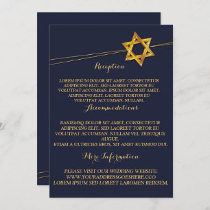 Navy and Golden Star of David Invitation