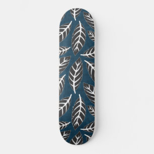 Navy and gray abstract foliage skateboard