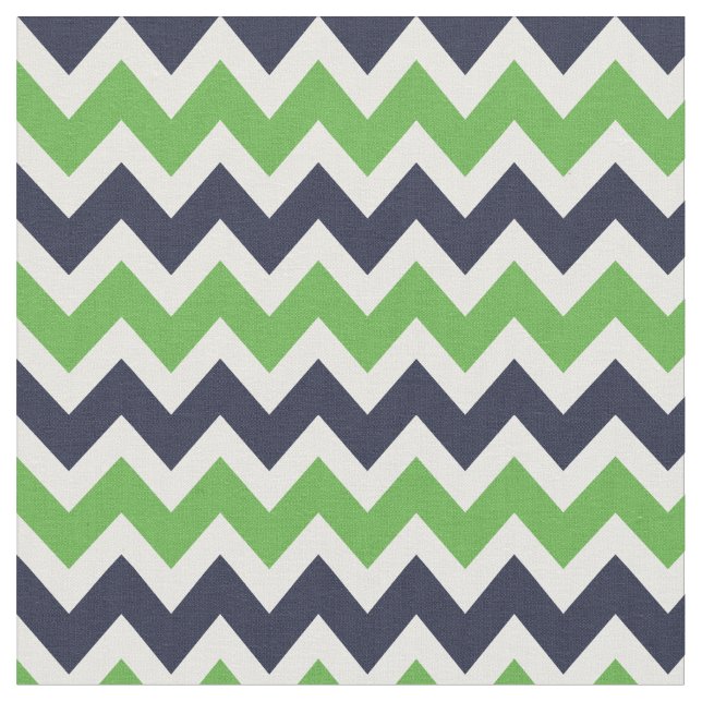 Navy and Green Modern Chevron Fabric (Close Up)