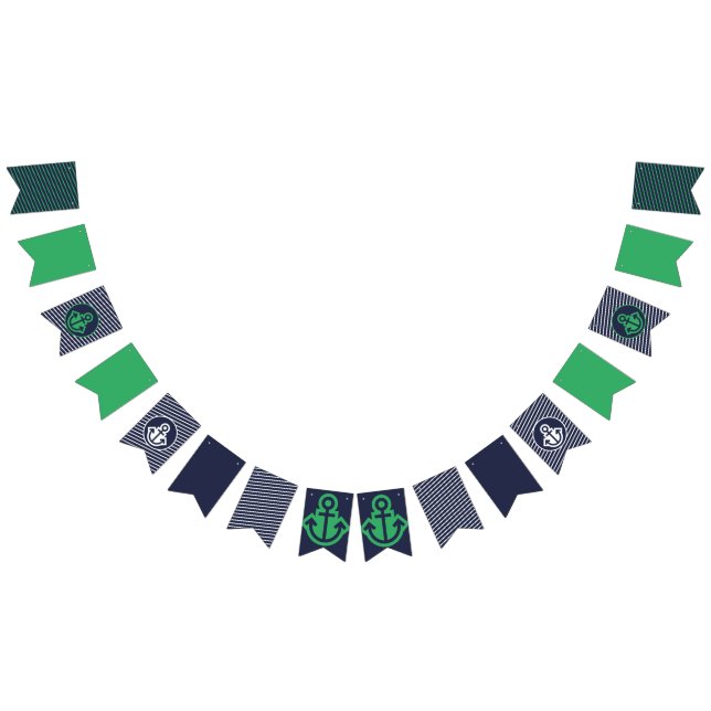 Navy and Green Nautical Bunting Flags (All)