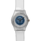 Navy and Grey Chevron Pattern Custom Monogram