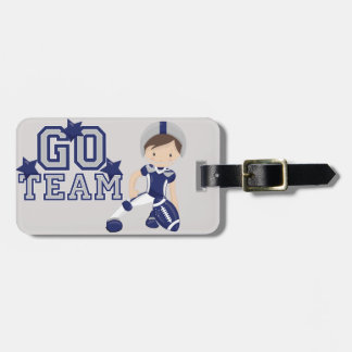 Navy and Grey Football luggage tag, personalise Luggage Tag