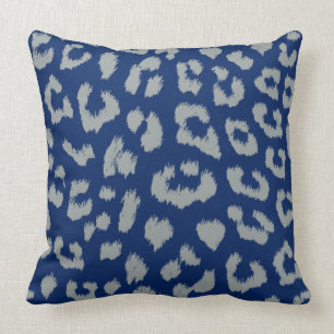 Navy and Grey Leopard Reversible Print Pillow