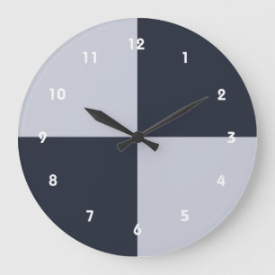 Navy and Grey Rectangles Large Clock