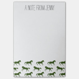 Navy and Hunter Galloping Horses Pattern Post-it Notes