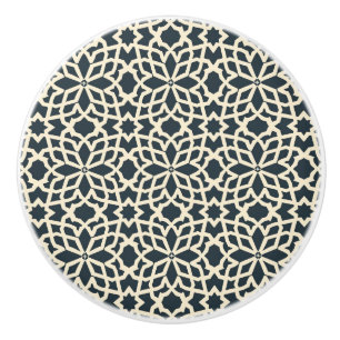 Navy and Ivory Geometric – Elegant Ceramic Knob