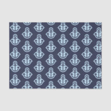 Navy and Light Blue Anchors Tissue Paper