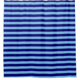 Navy and Light Blue Stripes Shower Curtain