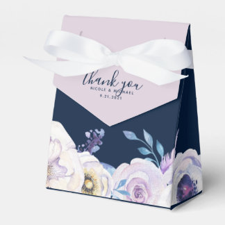 Navy and Lilac Rose Wedding Favour Box