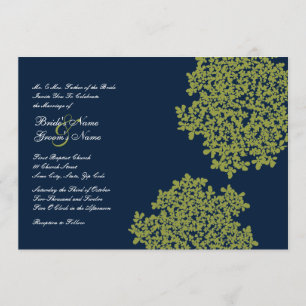 Navy and Lime Floral Wedding Invitations