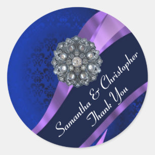 Navy and mauve damask wedding seal