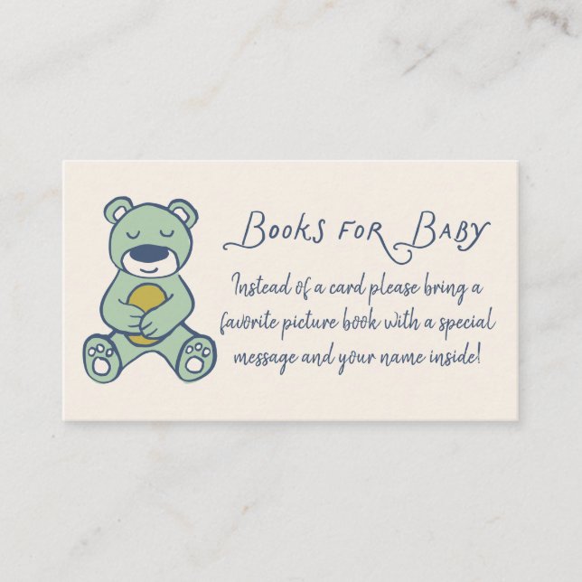Navy and Mint Doodle Teddy Bear Book Request Enclosure Card (Front)