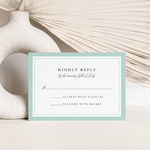 Navy and Mint Simple Border Wedding RSVP Card