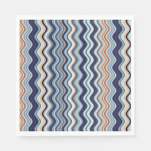 Navy and Orange Wavy Stripes Napkin