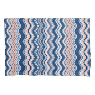 Navy and Orange Wavy Stripes Pillowcase