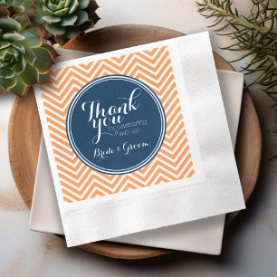 Navy and Orange - Wedding Thank you Bride Groom Napkin