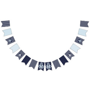 Navy and Pale Blue Nautical Bunting Flags