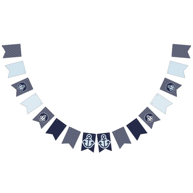 Navy and Pale Blue Nautical Bunting Flags (All)