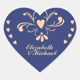 Navy and Peach Heart Sticker